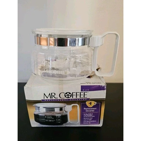 Mr. Coffee BL6 PR6 PR6D TR40 Replacem 4 Cup Pot Decanter White Fits Other Brands - Picture 1 of 5